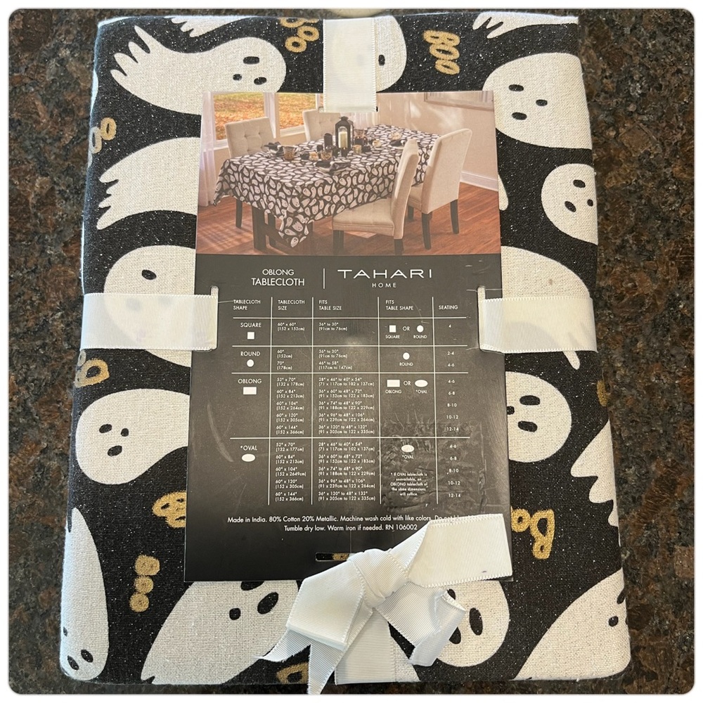 Tahari-‘Halloween Ghosts-Boo’ Oblong Tablecloth. - Picture 2 of 2